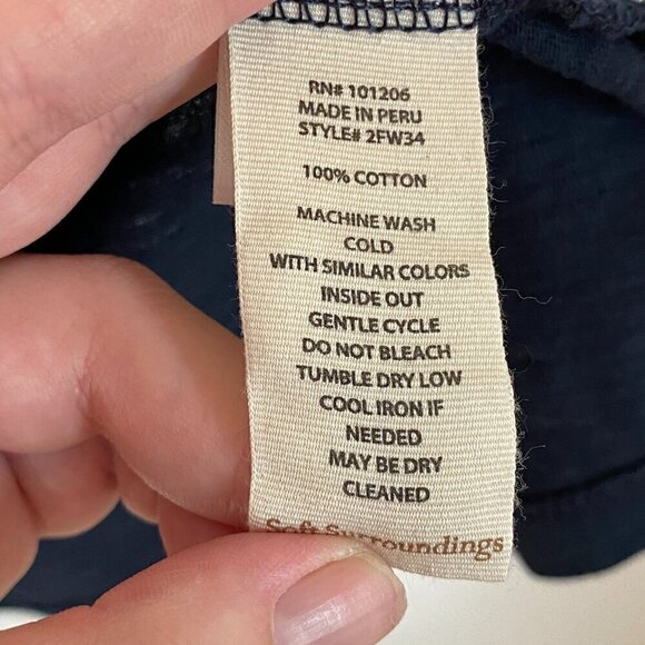 Soft Surroundings Parisian Poet Top Navy Blue Small 100% Cotton - Picture 5 of 7